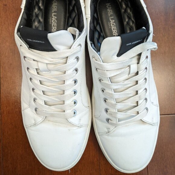 Karl Lagerfeld Paris men's white leather sneakers in size 10.5 - Picture 4 of 10